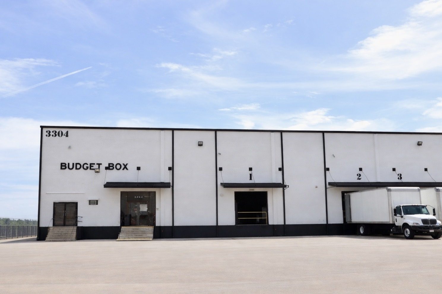 Budget Box loading dock and bay doors close-up